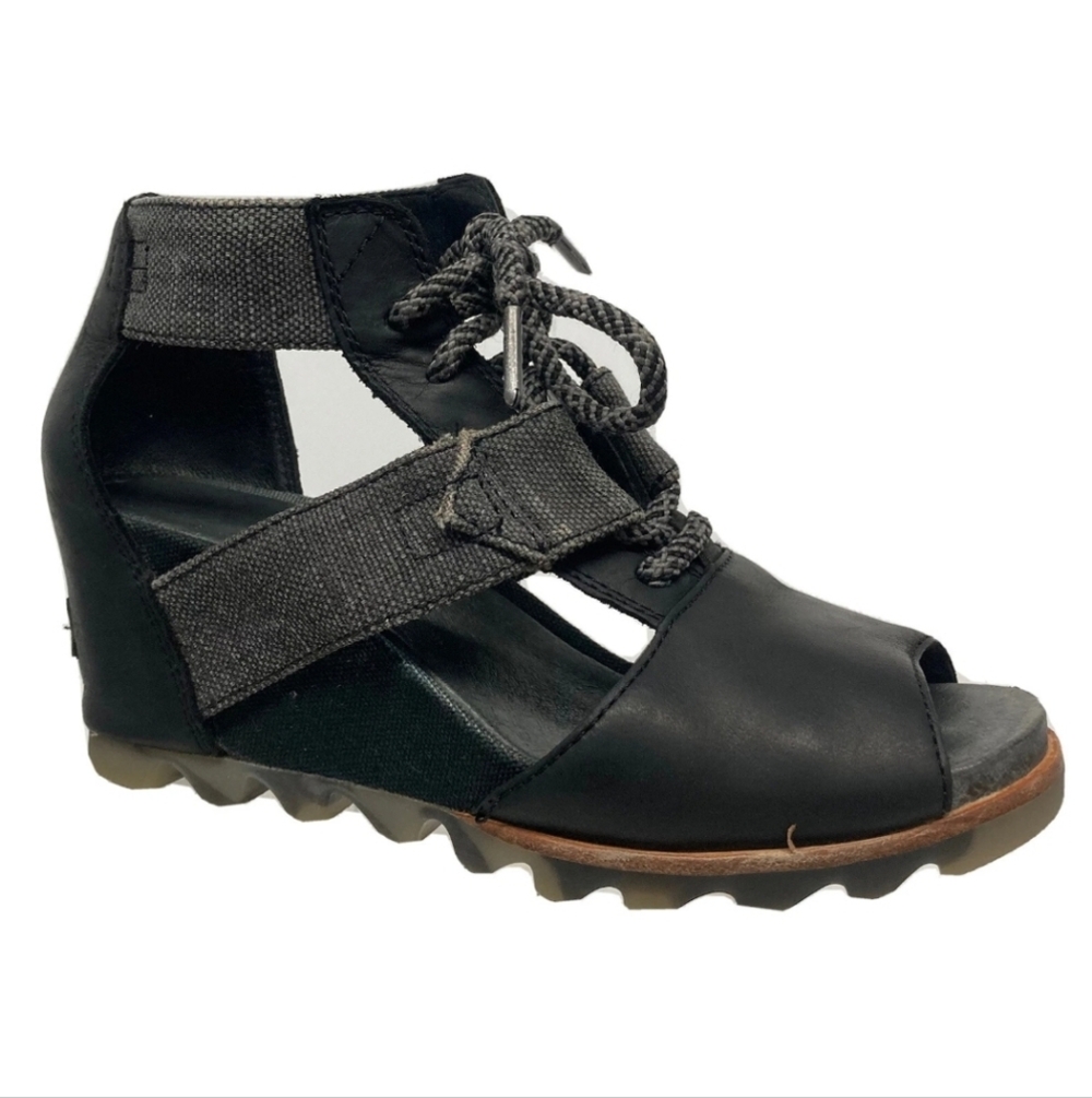 SOREL JOANIE LACE WEDGE SANDALS